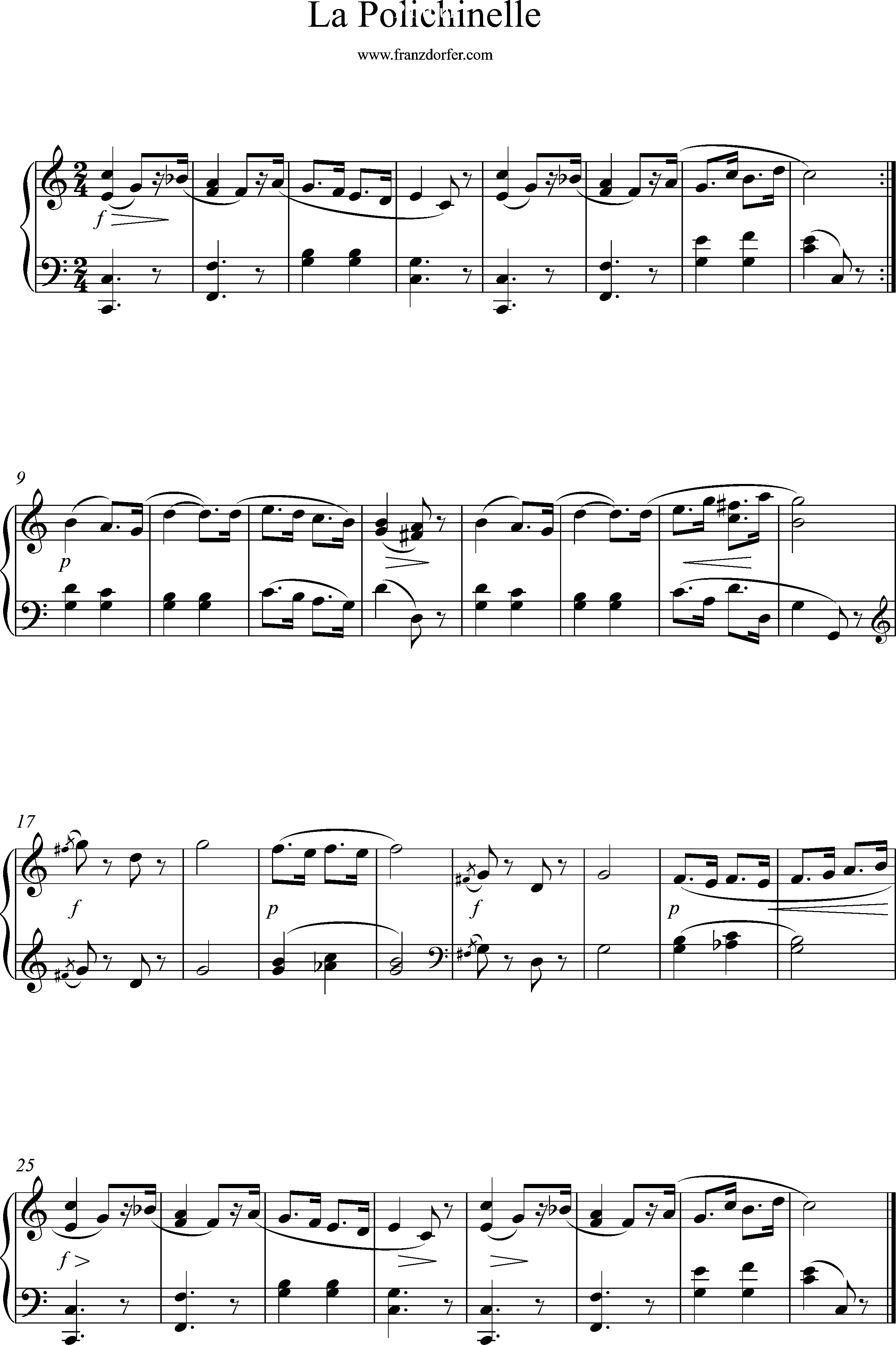 piano sheetmusic, La Polichinelle, C-Major